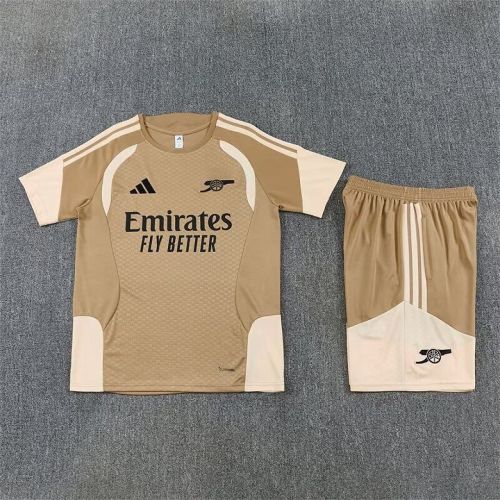 Adult Uniform 2026-2027 Arsenal Gold Soccer Training Jersey and Shorts Football Kits