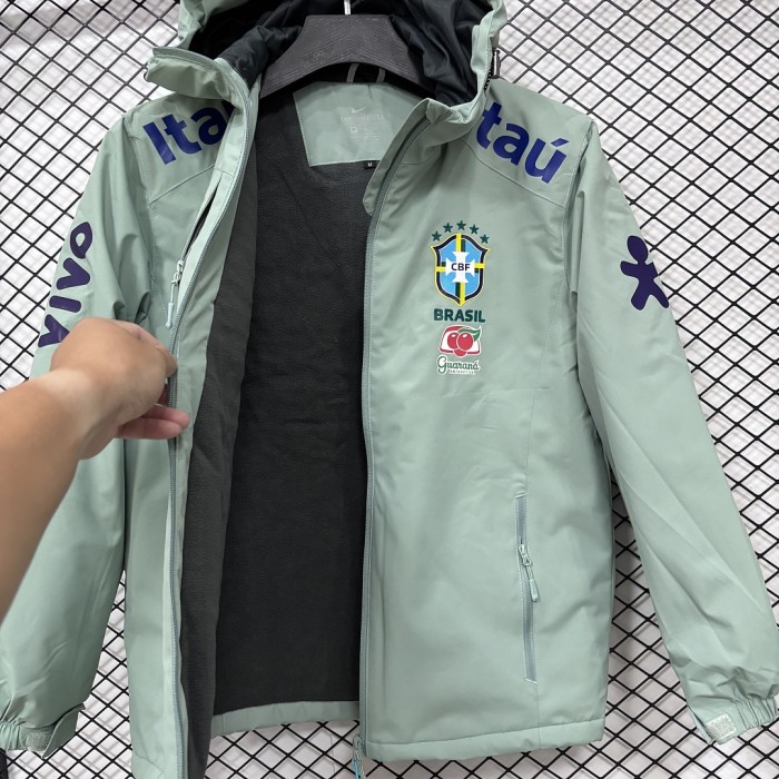 2026 Brazil Thick Fleece Soccer Windbreaker Jacket Football Jacket