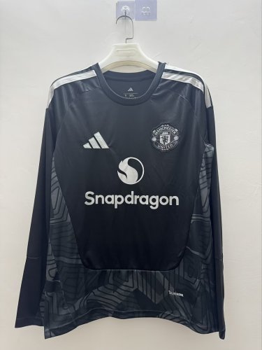 Long Sleeve Fan Version 2026-2027 Manchester United Black Goalkeeper Soccer Jersey Football Shirt