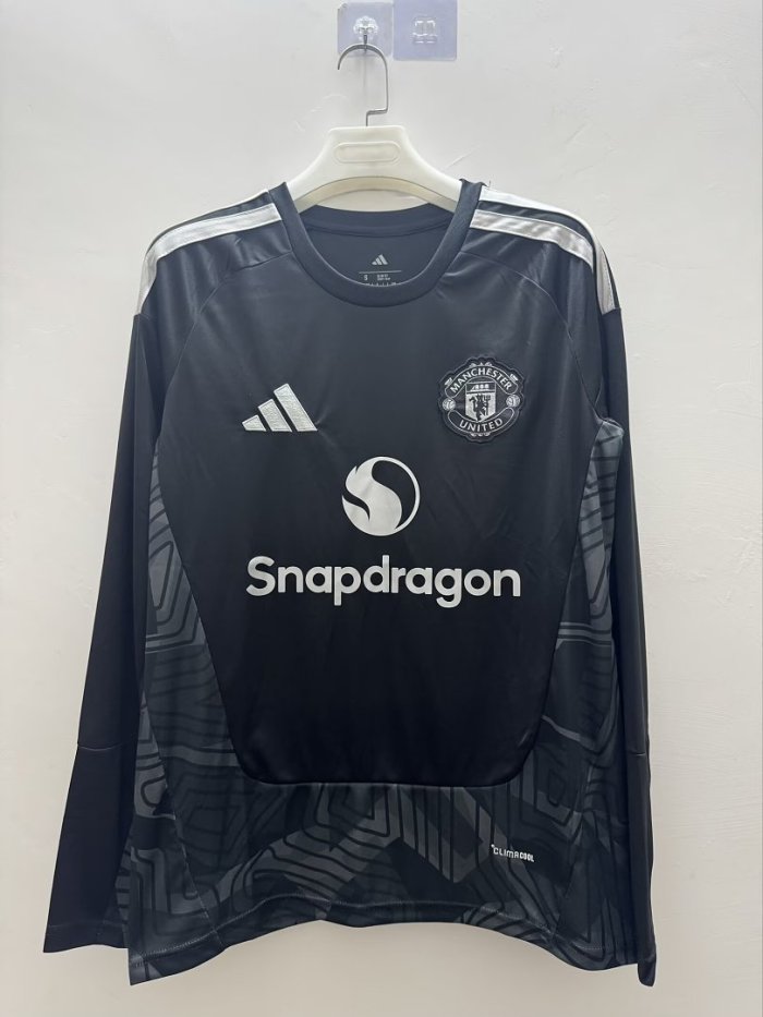 Long Sleeve Fan Version 2026-2027 Manchester United Black Goalkeeper Soccer Jersey Football Shirt