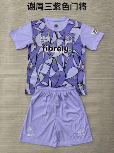 Youth Uniform Kids Kit 2026-2027 Sheffield Wednesday Purple Goalkeeper Soccer Jersey Shorts Child Football Set