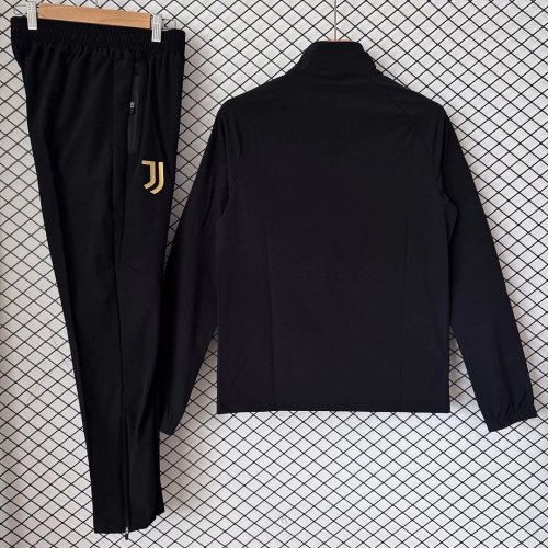 2026-2027 Juventus Black Soccer Windbreaker Tracksuit Jacket Football Jacket and Pants