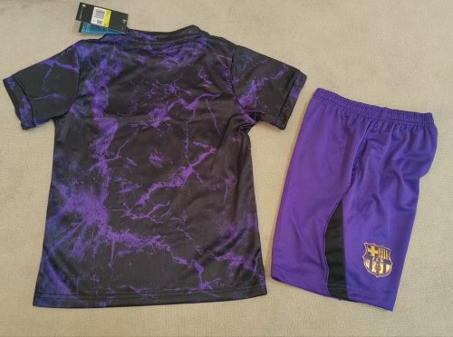 Youth Uniform Kids Kit 2026-2027 Barcelona Purple Soccer Training Jersey Shorts Child Football Set