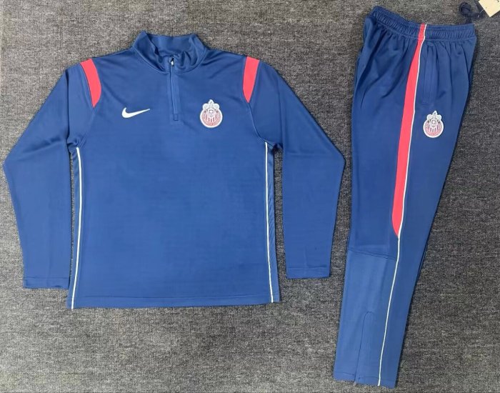 2026-2027 Chivas Dark Blue Soccer Training Sweater and Pants Football Kit