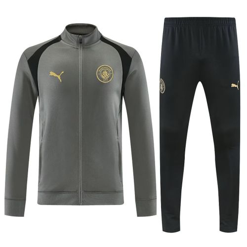 2026-2027 Manchester City Grey Soccer Windbreaker Tracksuit Jacket Football Jacket and Pants