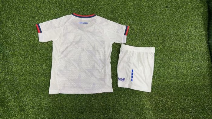 Player Version Youth Uniform Kids Kit 2026 Cape Verde Away White Soccer Jersey Shorts Child Football Set