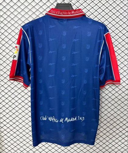 with LFP Patch Retro Jersey 1999-2000 Atletico Madrid Away Soccer Jersey Vintage Football Shirt
