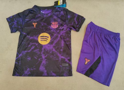 Youth Uniform Kids Kit 2026-2027 Barcelona Purple Soccer Training Jersey Shorts Child Football Set