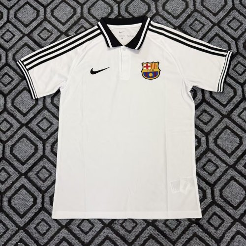 Barca Camisetas de Futbol Fans Version 2026-2027 Barcelona White/Black Soccer Polo