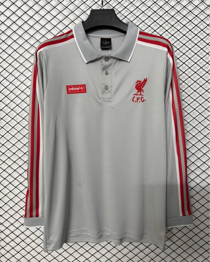 Long Sleeve 2026-2027 Liverpool Grey Retro Model Soccer Jersey Football Shirt