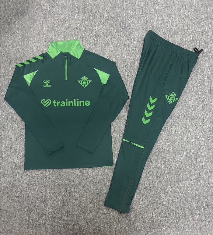 2026-2027 Real Betis Dark Green Soccer Training Sweater and Pants Football Kit