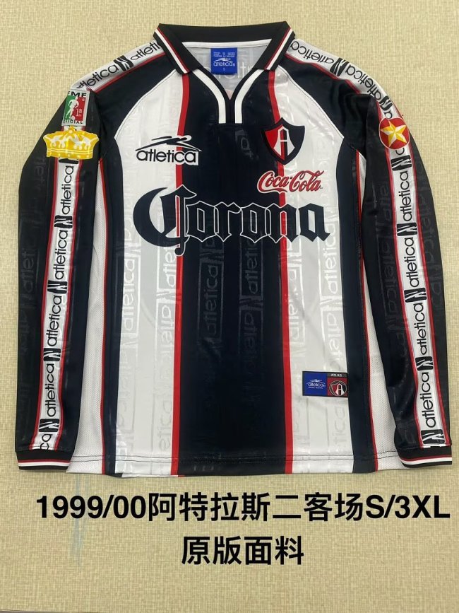 Long Sleeve Retro Jersey 1999-2000 Club Atlas Third Away Soccer Jersey Vintage Football Shirt