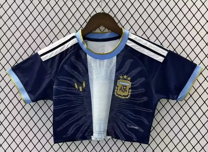 Women Argentina X Messi 2026 Special Edition Dark Blue Crop Soccer Shirt Girl Football Jersey
