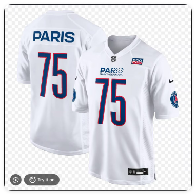 2026-2027 PSG White NFL Jersey Paris 75 NFL Shirt