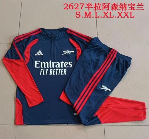 2026-2027 Arsenal Dark Blue Soccer Training Sweater and Pants BVB Football Kit