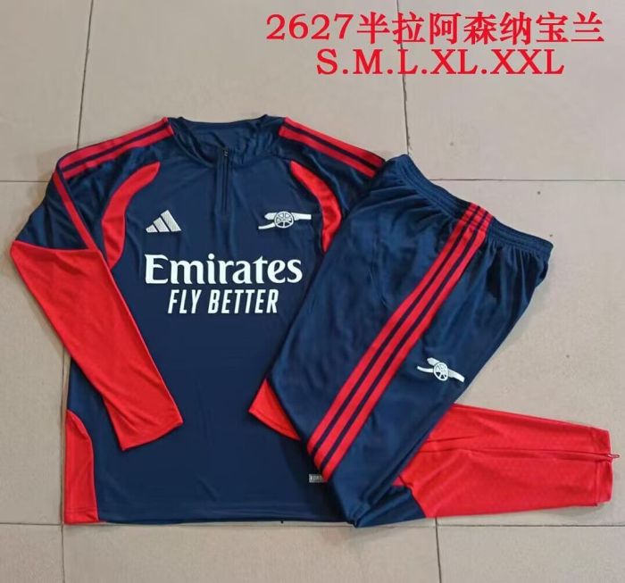 2026-2027 Arsenal Dark Blue Soccer Training Sweater and Pants BVB Football Kit