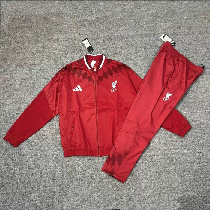 2026-2027 Liverpool Red Retro Model Windbreaker Soccer Tracksuit Jacket Football Jacket and Pants