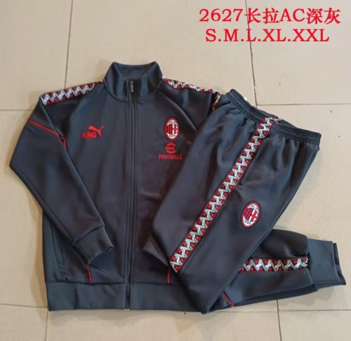 2026-2027 Ac Milan Black Soccer Windbreaker Tracksuit Jacket Football Jacket and Pants