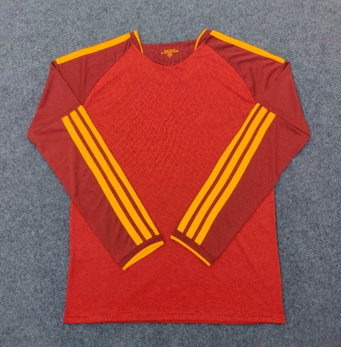 Long Sleeve Fan Version 2026-2027 As Roma Home Soccer Jersey Football Shirt