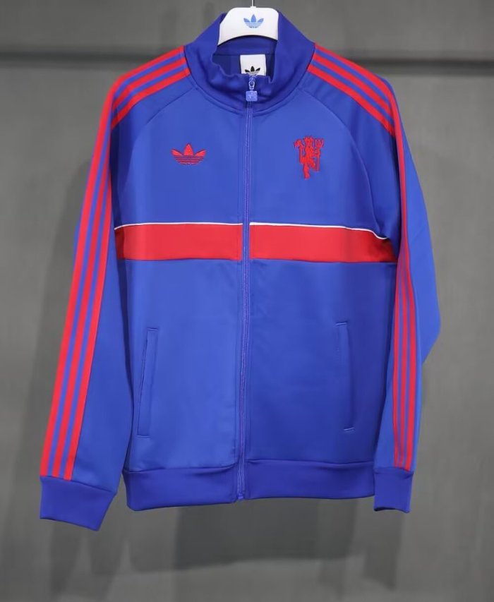 2026-2027 Manchester United Blue/Red Retro Collection Soccer Windbreaker Jacket Football Jacket