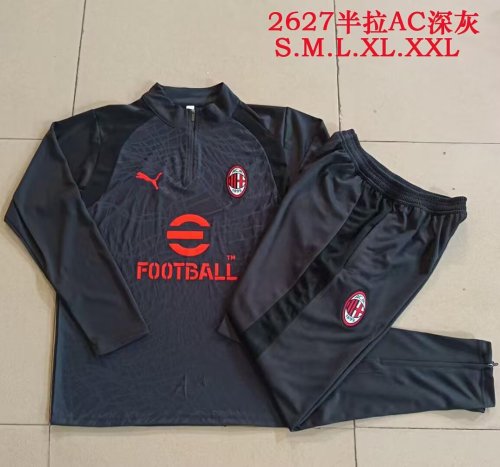 2026-2027 Ac Milan Black Soccer Training Sweater and Pants Football Kit