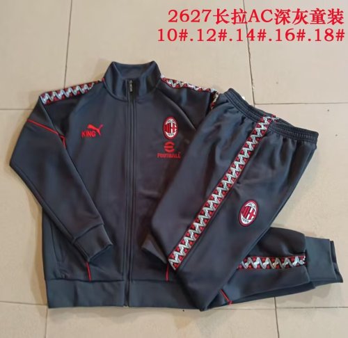 Youth 2026-2027 Ac Milan Black Soccer Training Jacket Football Jacket and Pants