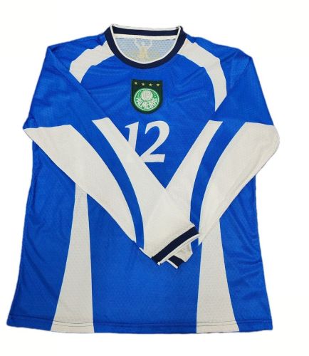 Long Sleeve Retro Jersey 1999 Palmeiras Blue Goalkeeper Soccer Jersey Vintage Football Shirt