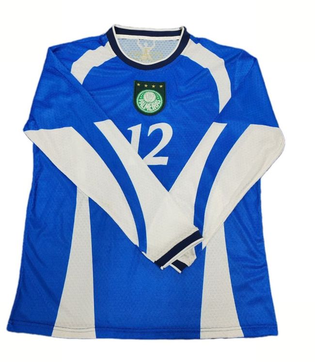 Long Sleeve Retro Jersey 1999 Palmeiras Blue Goalkeeper Soccer Jersey Vintage Football Shirt