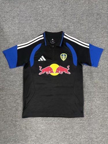 Fan Version 2026-2027 Leeds United Black/Blue Soccer Polo Football Shirt