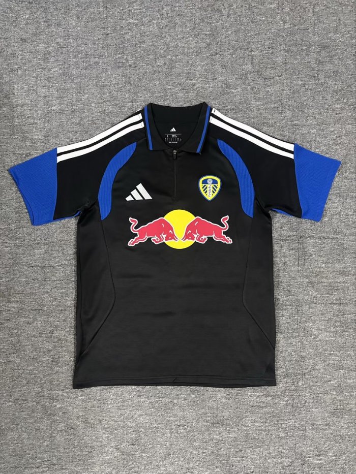 Fan Version 2026-2027 Leeds United Black/Blue Soccer Polo Football Shirt