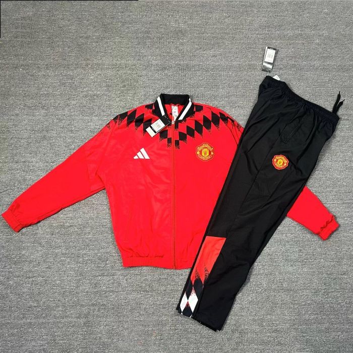 2026-2027 Manchester United Red Retro Model Soccer Windbreaker Tracksuit Jacket Football Jacket and Pants