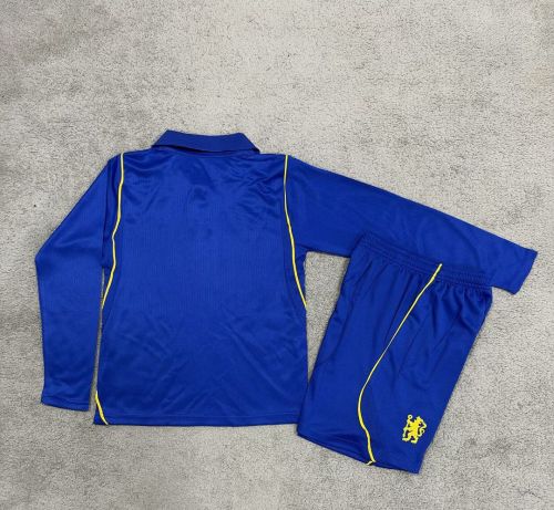 Long Sleeve Youth Uniform Kids Kit 2026-2027 Chelsea Home Soccer Jersey Shorts Child Football Set