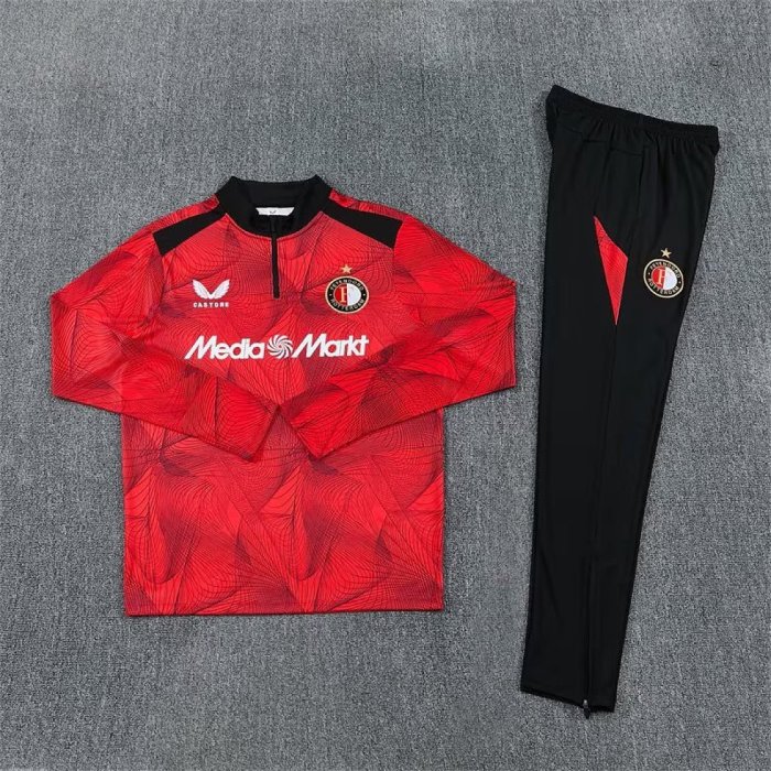 2026-2027 Feyenoord Rotterdam Red Soccer Training Sweater and Pants Football Kit