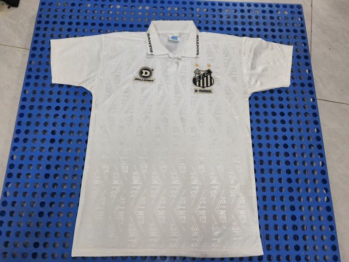 without Sponor Logo Retro Jersey 1994 Santos Home Soccer Jersey Vintage Football Shirt