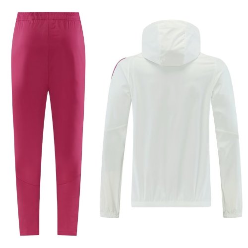 with Caps 2026-2027 Real Madrid White/Pink Soccer Tracksuit Jacket Football Jacket and Pants