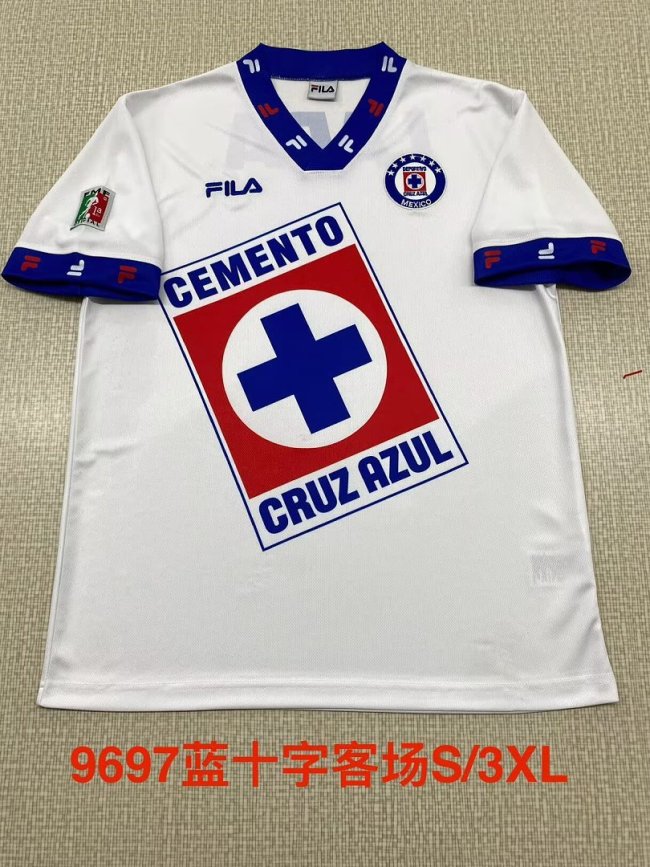 Retro Jersey 1996-1997 Cruz Azul Away White Soccer Jersey Vintage Football Shirt