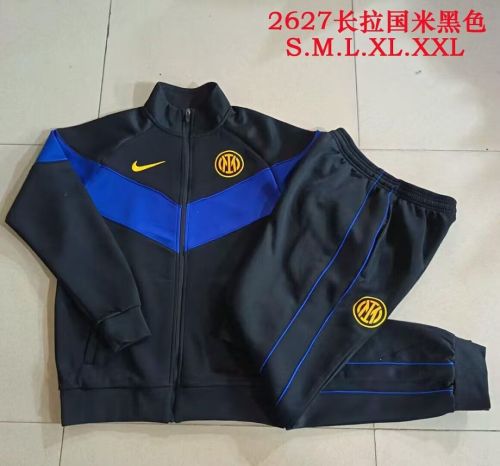 2026-2027 Inter Milan Black/Blue Soccer Windbreaker Tracksuit Jacket Football Jacket and Pants