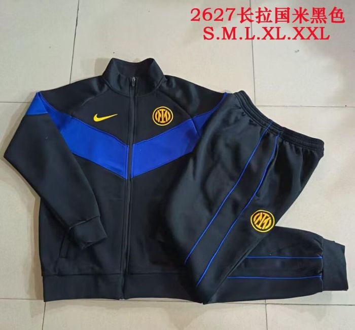 2026-2027 Inter Milan Black/Blue Soccer Windbreaker Tracksuit Jacket Football Jacket and Pants