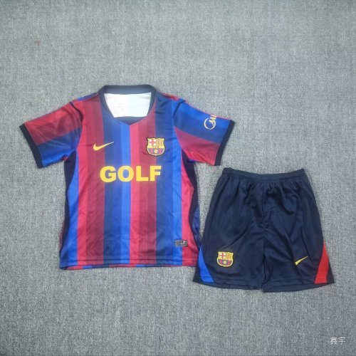 with Golf Youth Uniform Kids Kit 2026-2027 Barcelona Home Soccer Jersey Shorts Child Football Set