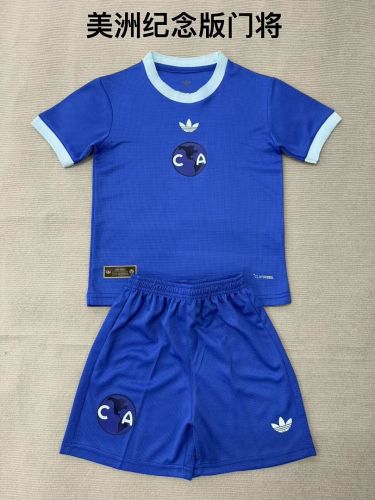 Youth Uniform Kids Kit 2026-2027 Club America 110th Anniversary Blue Soccer Jersey Shorts Child Football Set