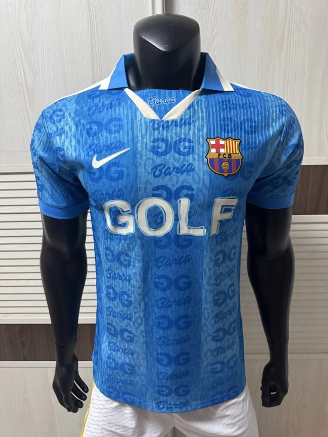 with Golf Barca Camisetas de Futbol Player Version 2026-2027 Barcelona Blue Soccer Jersey