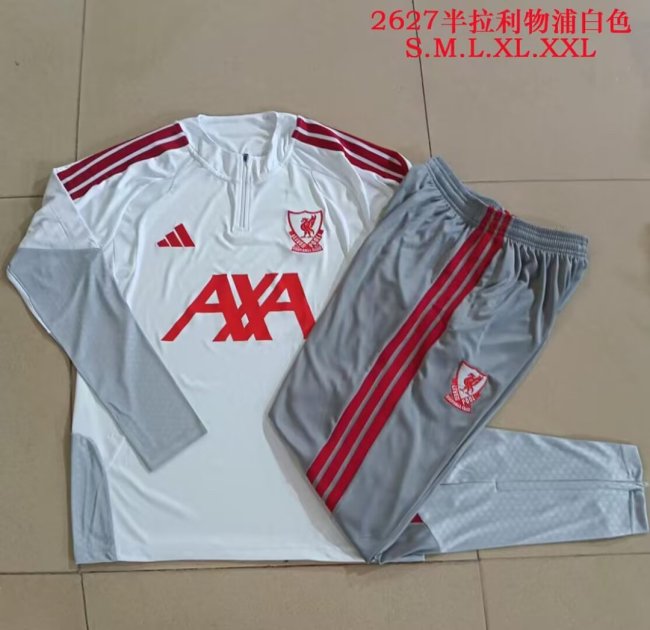 2026-2027 Liverpool White Soccer Training Sweater and Pants Football Kit