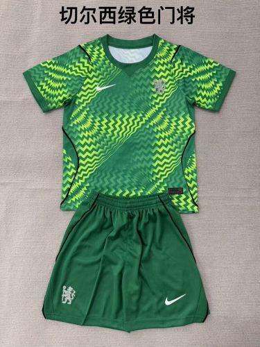 Youth Uniform Kids Kit 2026-2027 Barcelona Green Goalkeeper Soccer Jersey Shorts Child Football Set