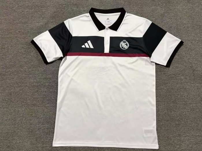Fan Version 2026-2027 Real Madrid White/Black Soccer Polo Real Football Shirt