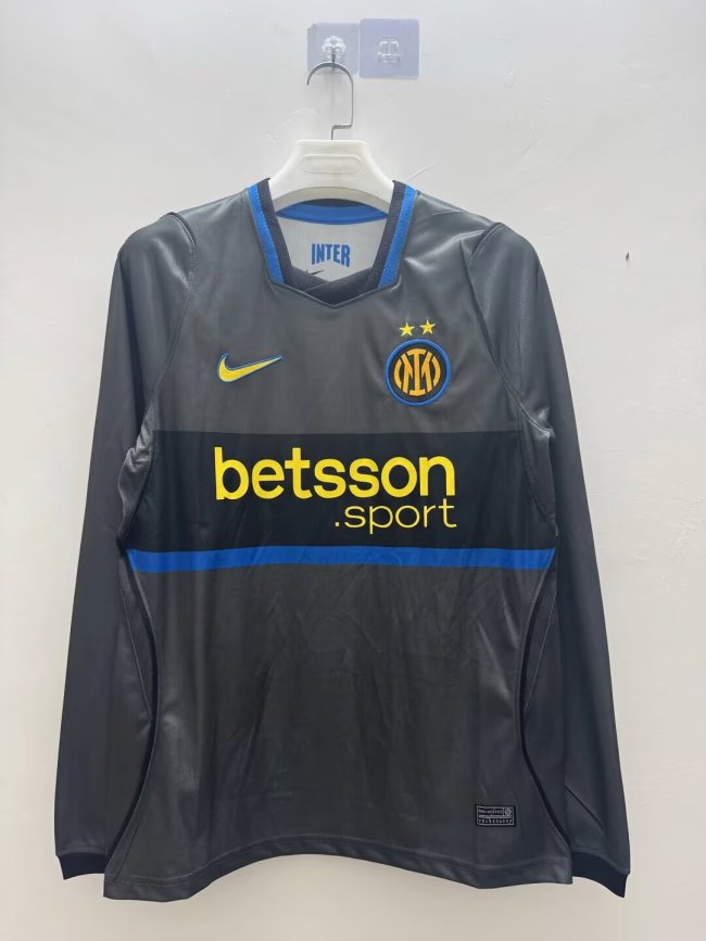Long Sleeve Fan Version 2026-2027 Inter Milan Third Away Grey Soccer Jersey Football Shirt