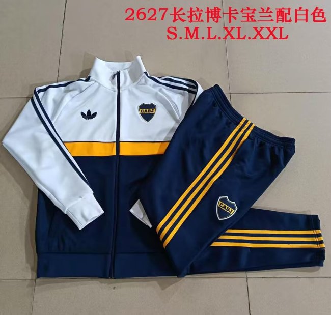 2026-2027 Boca Junior White/Dark Blue Soccer Windbreaker Tracksuit Jacket Football Jacket and Pants