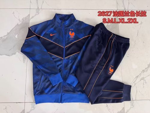 2026-2027 France Blue/Black Soccer Windbreaker Tracksuit Jacket Football Jacket and Pants