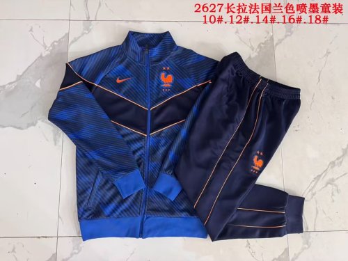 Youth 2026-2027 France Blue/Black Soccer Training Jacket Football Jacket and Pants