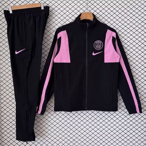 2026-2027 PSG Black/Pink Soccer Windbreaker Tracksuit Jacket Football Jacket and Pants