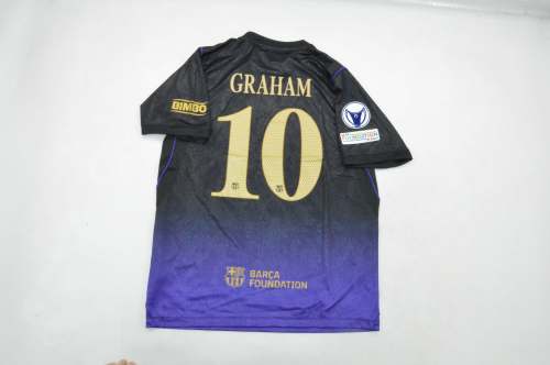 with Women UCL Patch Barca Camisetas de Futbol Fans Version 2026-2027 Barcelona GRAHAM 10 Away Purple Soccer Jersey